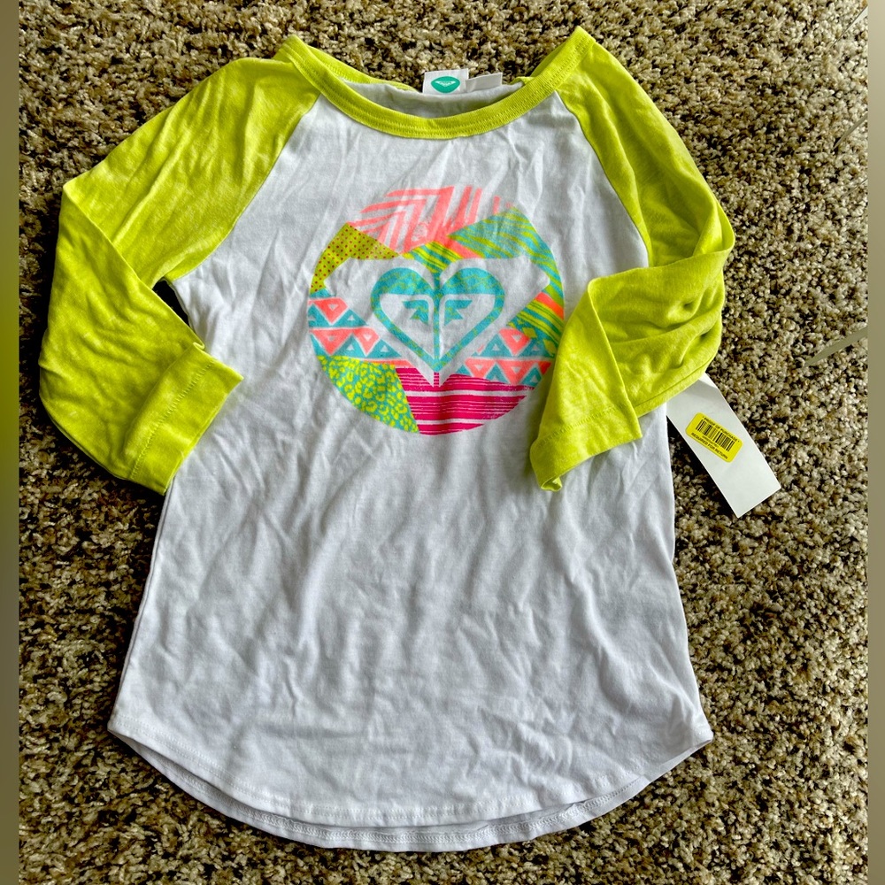 NWT ROXY TEENIE WAHINI LOGO RAGLAN TEE MADE IN USA SIZE MEDIUM